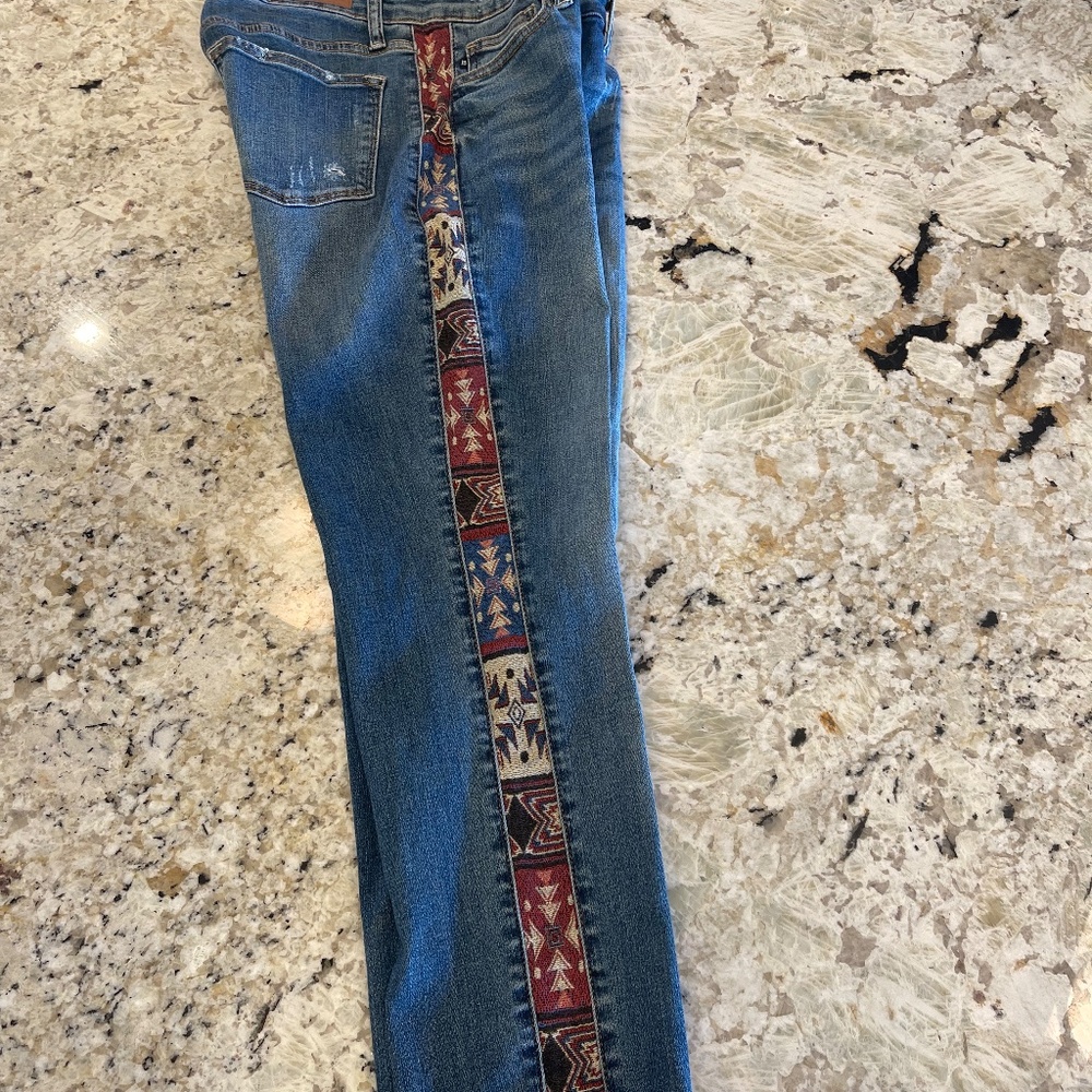 Judy Blue Relaxed Fit Jeans Women’s 9/29 Western Aztec Boho Southwest Embroidery - Picture 4 of 10